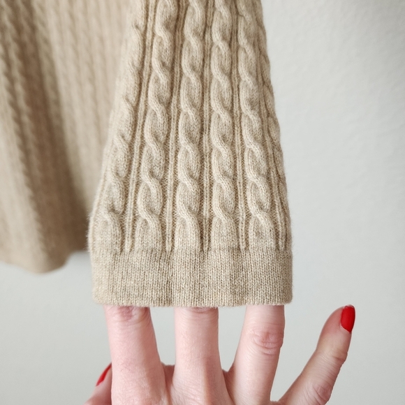 LOCHMERE cable knit cashmere turtleneck sweater in‎ oat size M - Picture 5 of 11